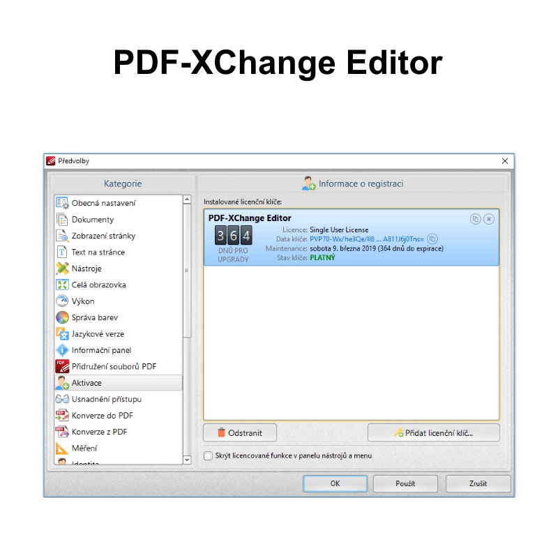 PDF-XChange editor 9 - 1 uživatel